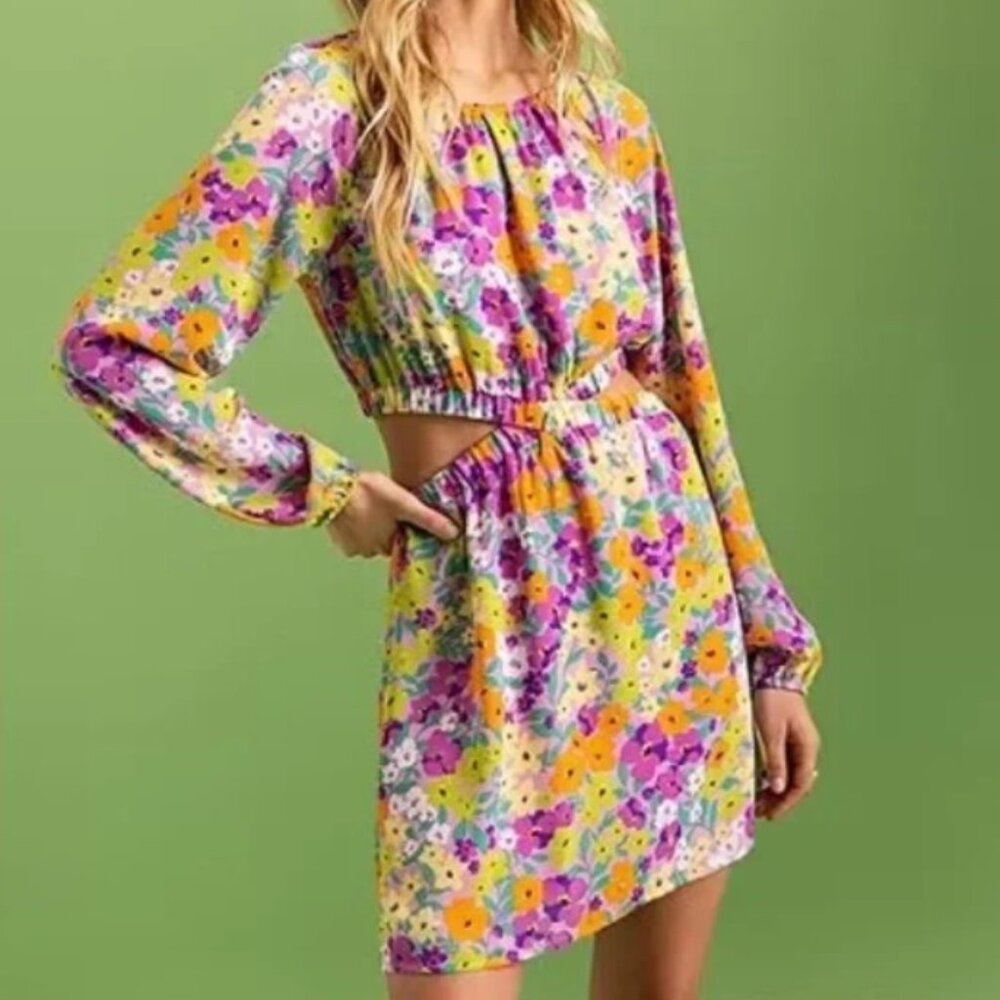 Sanctuary Blousson Sleeve Floral Cut-Out Dress, NWOT, Size XL